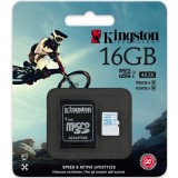 Card memorie 16GB microSDHC cu adaptor SD, Kingston SDCAC/16GB , Clasa 10, UHS-I U3